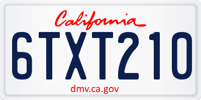 CA license plate 6TXT210