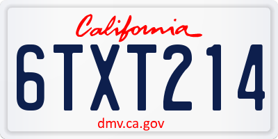 CA license plate 6TXT214