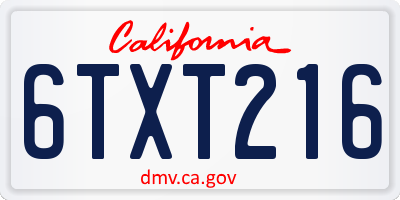 CA license plate 6TXT216