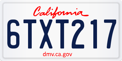 CA license plate 6TXT217
