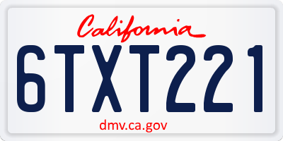 CA license plate 6TXT221
