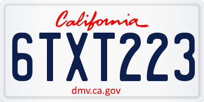 CA license plate 6TXT223