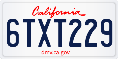CA license plate 6TXT229