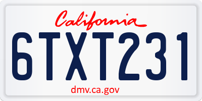 CA license plate 6TXT231
