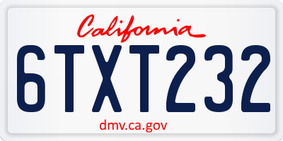 CA license plate 6TXT232