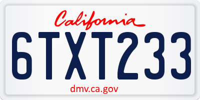 CA license plate 6TXT233
