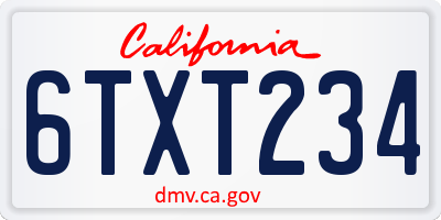 CA license plate 6TXT234