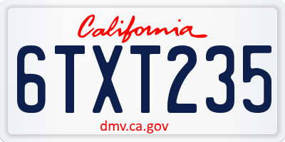 CA license plate 6TXT235