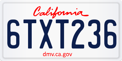 CA license plate 6TXT236
