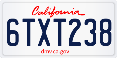CA license plate 6TXT238
