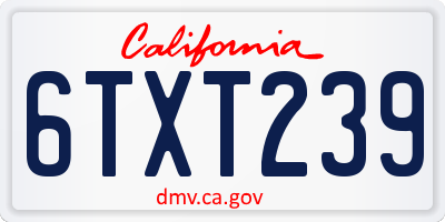 CA license plate 6TXT239