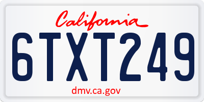 CA license plate 6TXT249