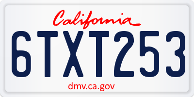 CA license plate 6TXT253