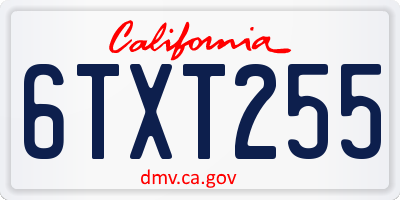 CA license plate 6TXT255