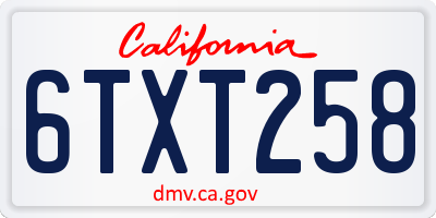 CA license plate 6TXT258
