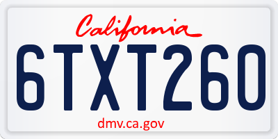 CA license plate 6TXT260