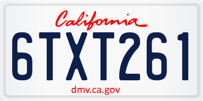 CA license plate 6TXT261