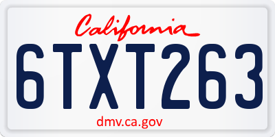 CA license plate 6TXT263