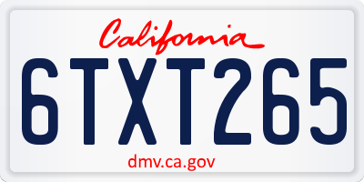 CA license plate 6TXT265