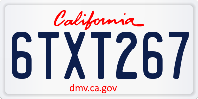 CA license plate 6TXT267