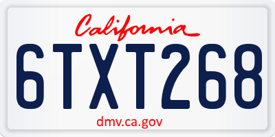 CA license plate 6TXT268