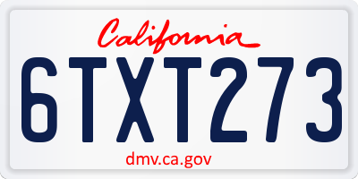 CA license plate 6TXT273