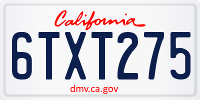 CA license plate 6TXT275