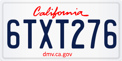 CA license plate 6TXT276
