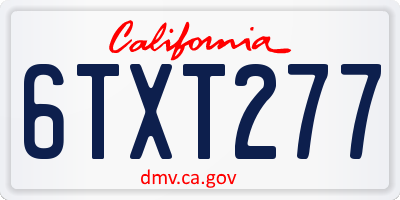 CA license plate 6TXT277