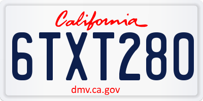 CA license plate 6TXT280