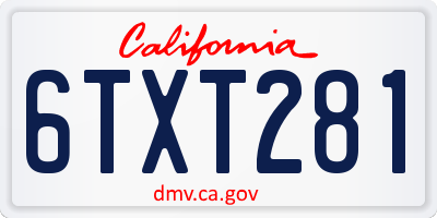 CA license plate 6TXT281