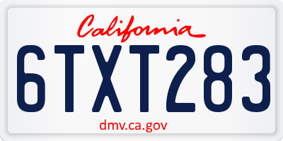 CA license plate 6TXT283
