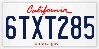 CA license plate 6TXT285