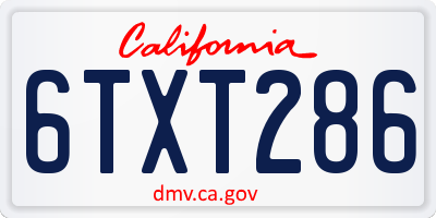 CA license plate 6TXT286