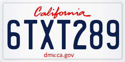 CA license plate 6TXT289