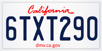 CA license plate 6TXT290