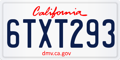 CA license plate 6TXT293
