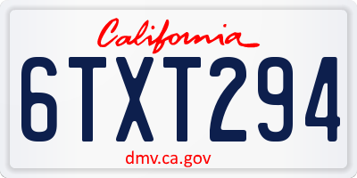 CA license plate 6TXT294