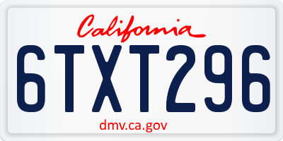 CA license plate 6TXT296