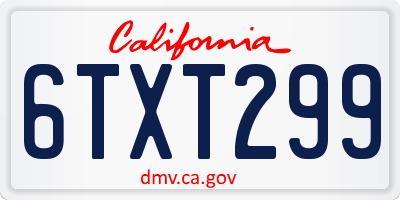 CA license plate 6TXT299