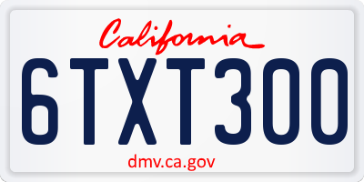 CA license plate 6TXT300