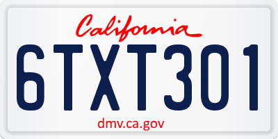 CA license plate 6TXT301