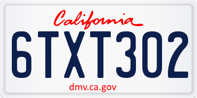 CA license plate 6TXT302