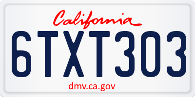 CA license plate 6TXT303
