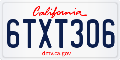 CA license plate 6TXT306