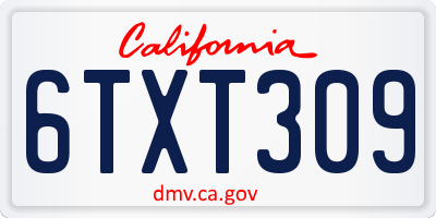 CA license plate 6TXT309