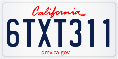 CA license plate 6TXT311