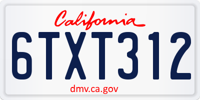 CA license plate 6TXT312