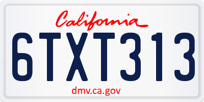 CA license plate 6TXT313