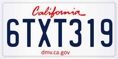 CA license plate 6TXT319